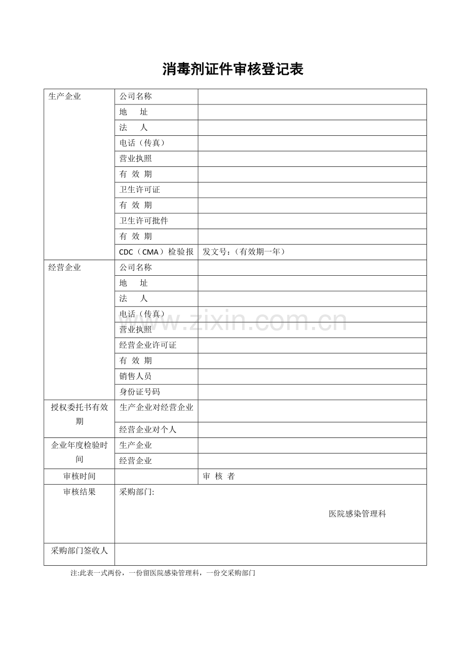 消毒剂证件审核登记表.doc_第1页