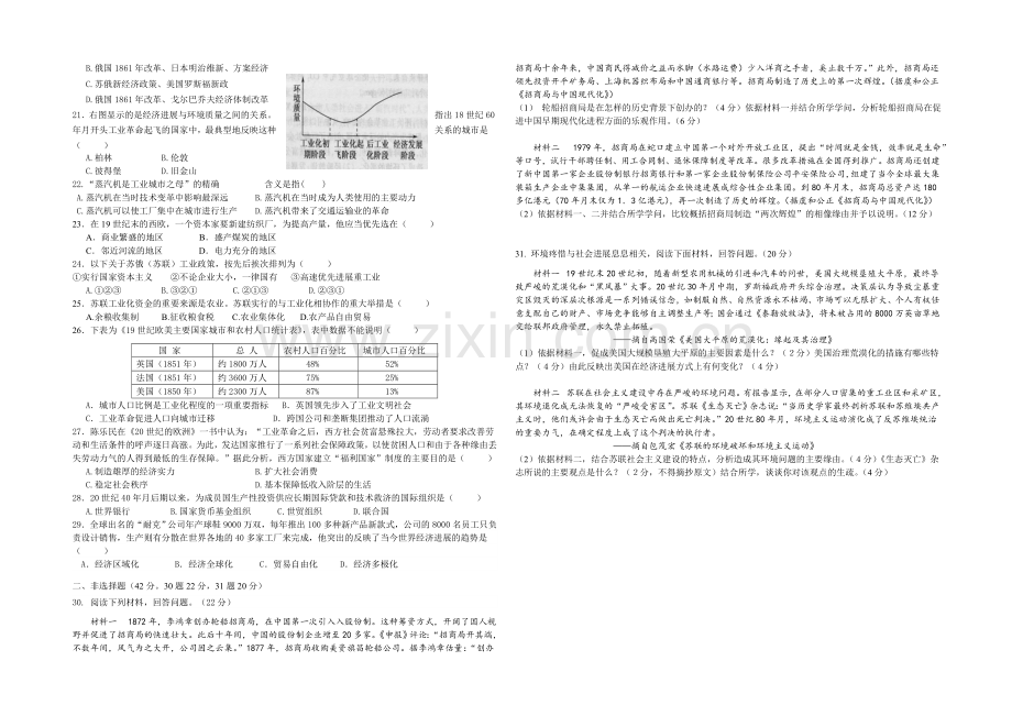 重庆市万州二中2021-2022学年高二上学期入学考试历史试卷-Word版含答案.docx_第2页