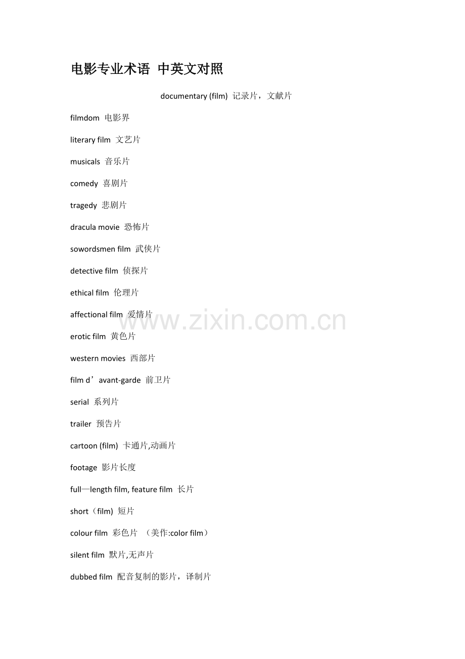 电影专业术语中英文对照.doc_第1页