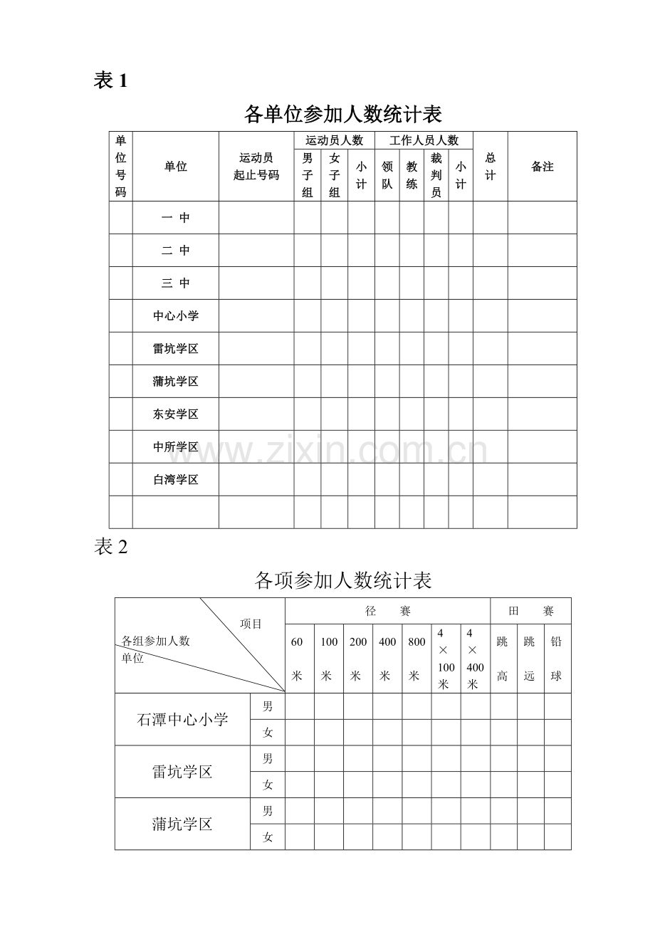 田径运动会各类表格(表1-11缺表5).doc_第1页