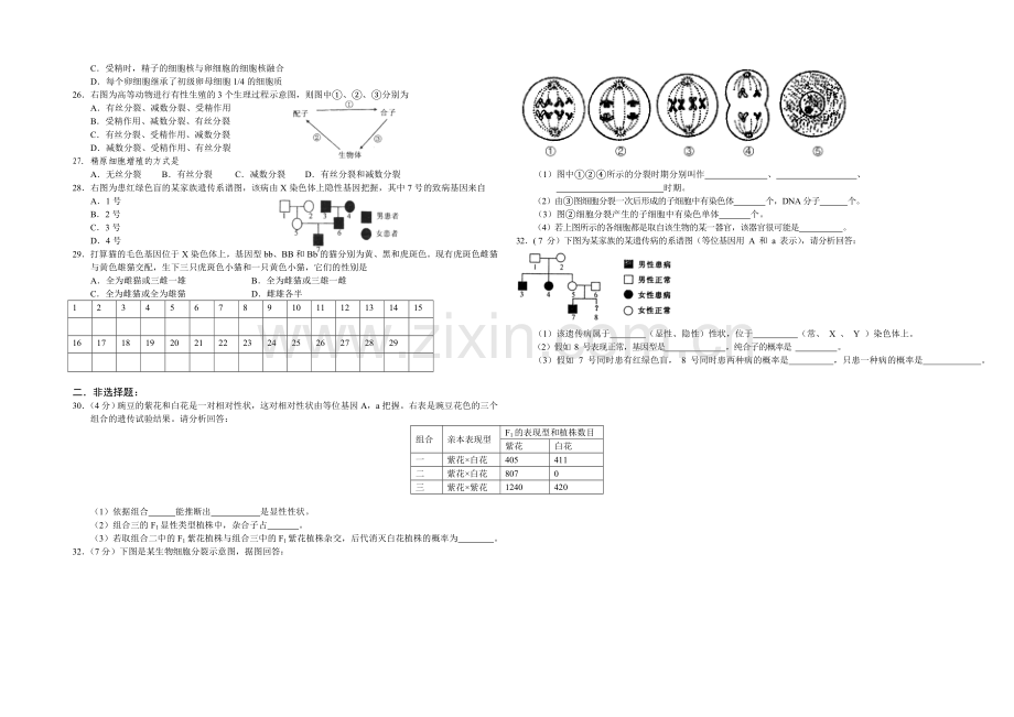 江苏省宿迁市2013—2020学年高一生物(苏教版)暑期作业(2).docx_第2页