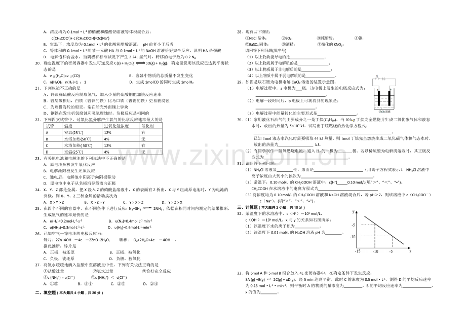 浙江省嘉兴一中2020-2021学年高二上学期期中考试化学(文)-Word版含答案.docx_第2页