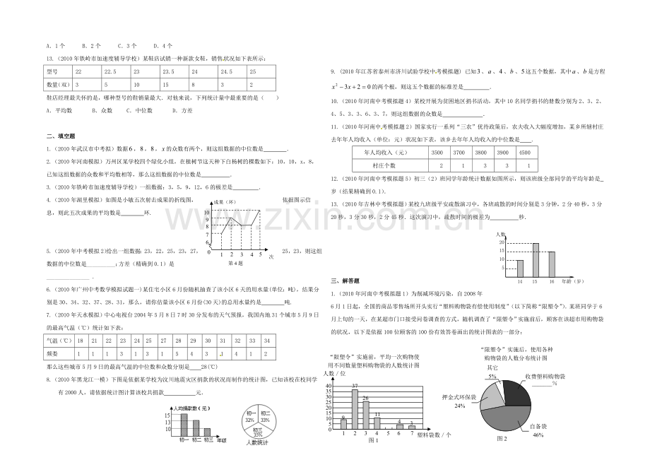 2020年高中数学同步练习：第2章-算法初步-统计图表(北师大版必修3).docx_第2页