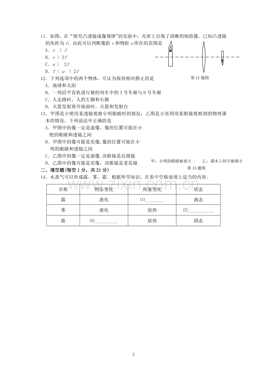 苏教版八年级物理上册期末试卷.doc_第2页