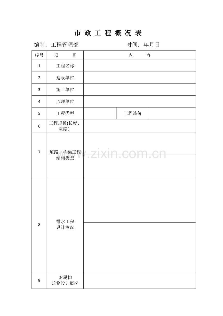 市政工程概况表.doc_第1页