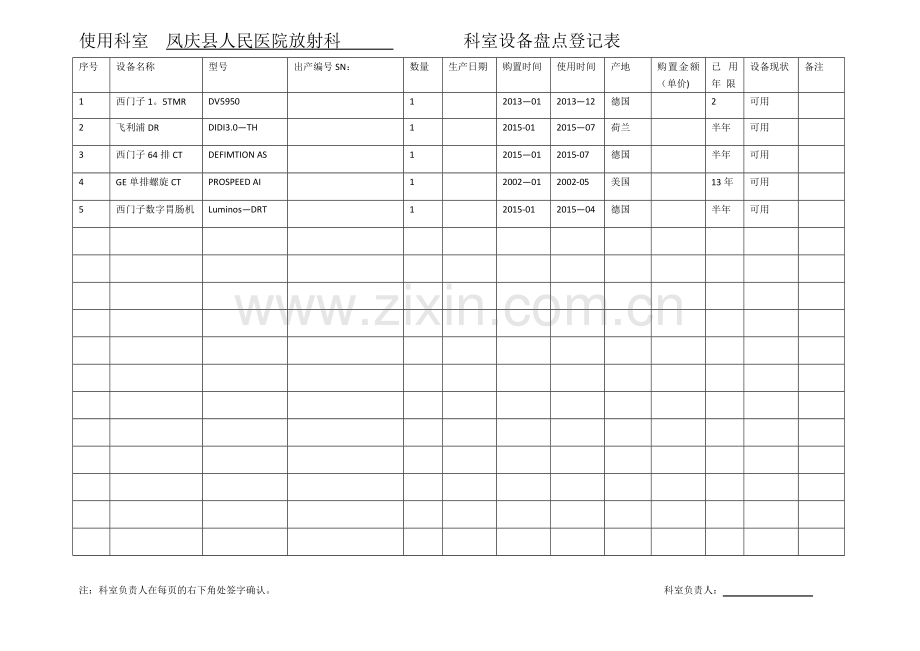 科室设备盘点登记表.doc_第1页