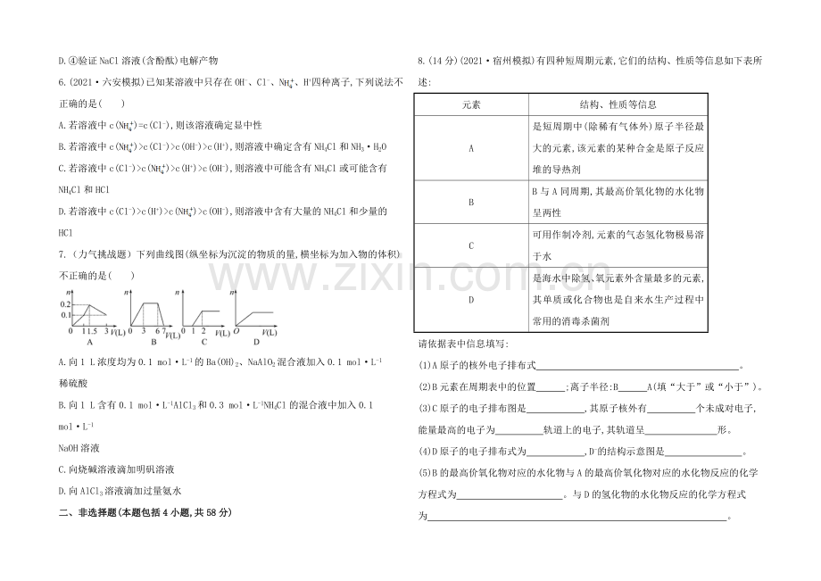 2020年高考化学综合评估检测(一)(人教版-四川专供).docx_第2页