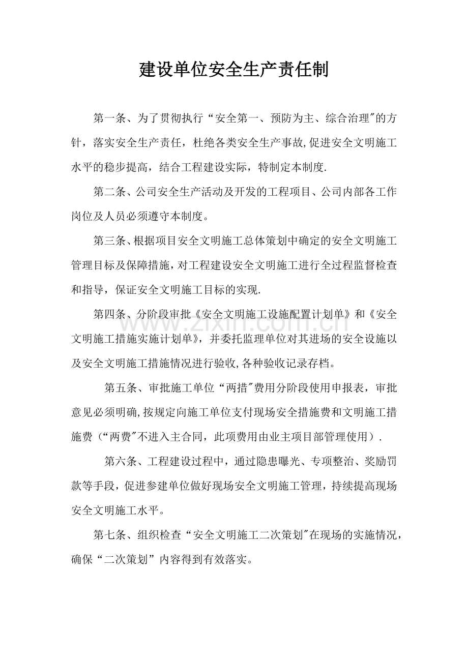 建设单位安全生产责任制.docx_第1页