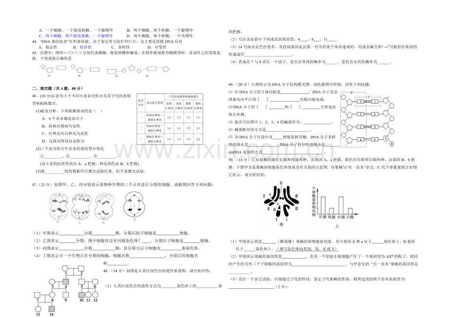 福建省厦门二中2020-2021学年高一下学期期中考试生物试卷-Word版含答案.docx_第3页