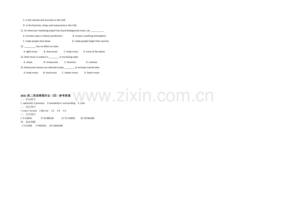 山东省菏泽市2020-2021学年高二上学期寒假作业(四)英语Word版含答案.docx_第3页