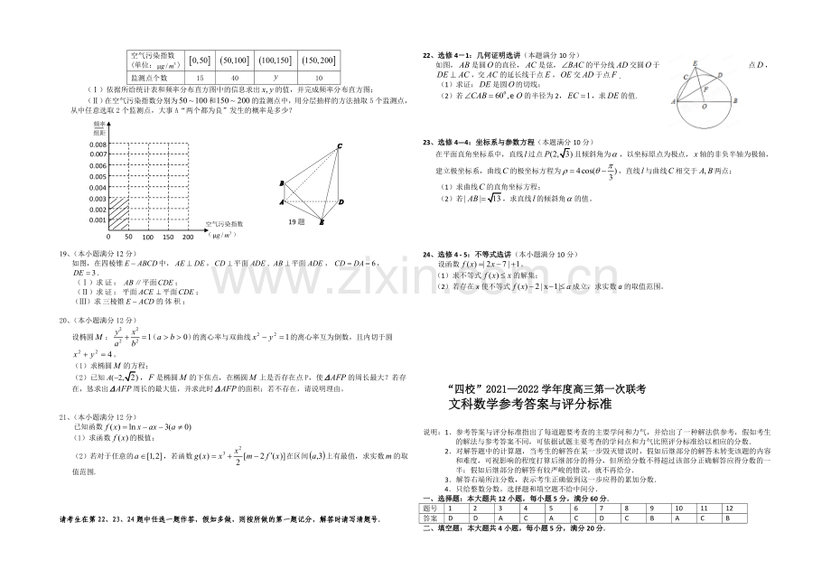 广东省“四校”2022届高三第一次联考文科数学试题-Word版含答案.docx_第2页