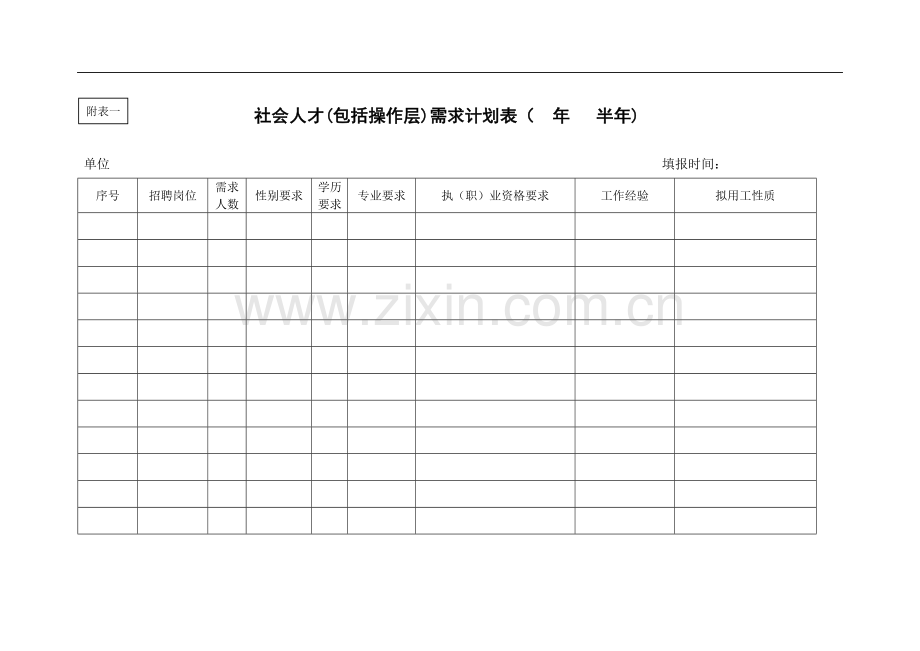 社会人才招聘管理表格.doc_第1页