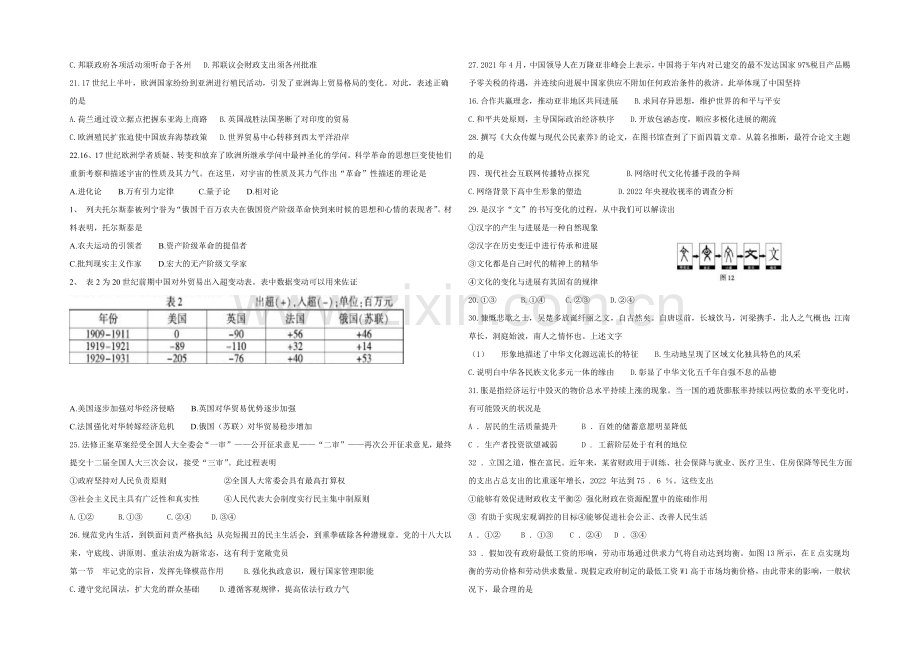 2021年高考真题——文科综合(福建卷)-Word版含答案.docx_第3页