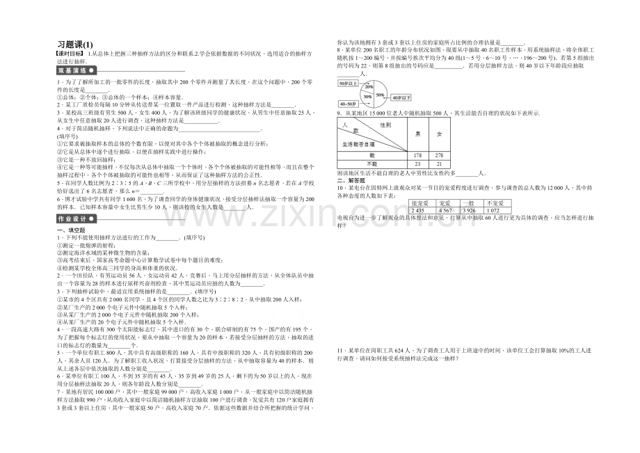 2020-2021学年高中数学(苏教版-必修三)-第2章-统计-习题课1-课时作业.docx_第1页