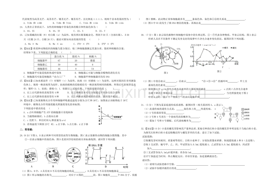 浙江省台州中学2021-2022学年高二上学期期中考试生物试卷-Word版含答案.docx_第2页