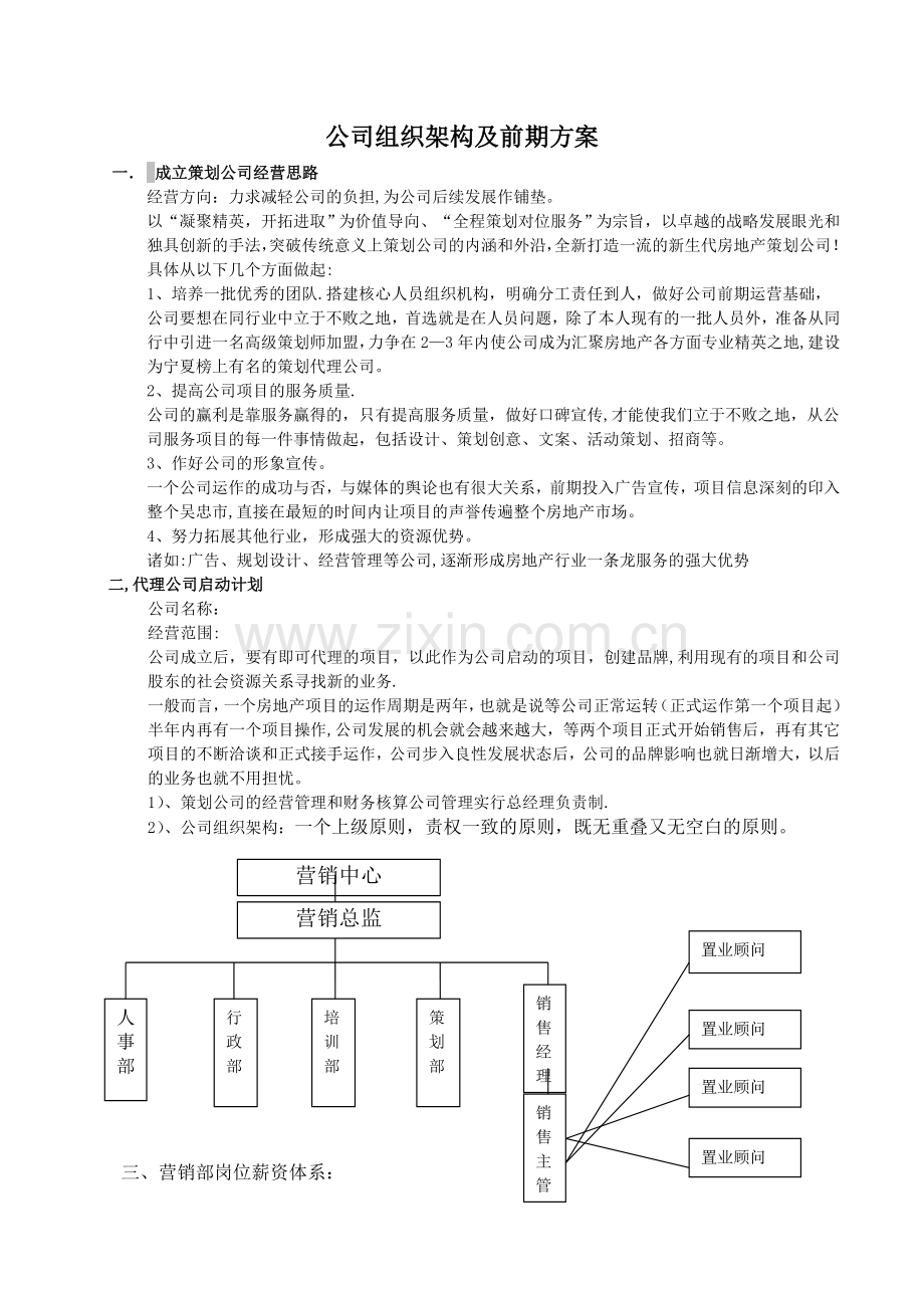 组织架构及人员工资-前期预算.doc_第1页