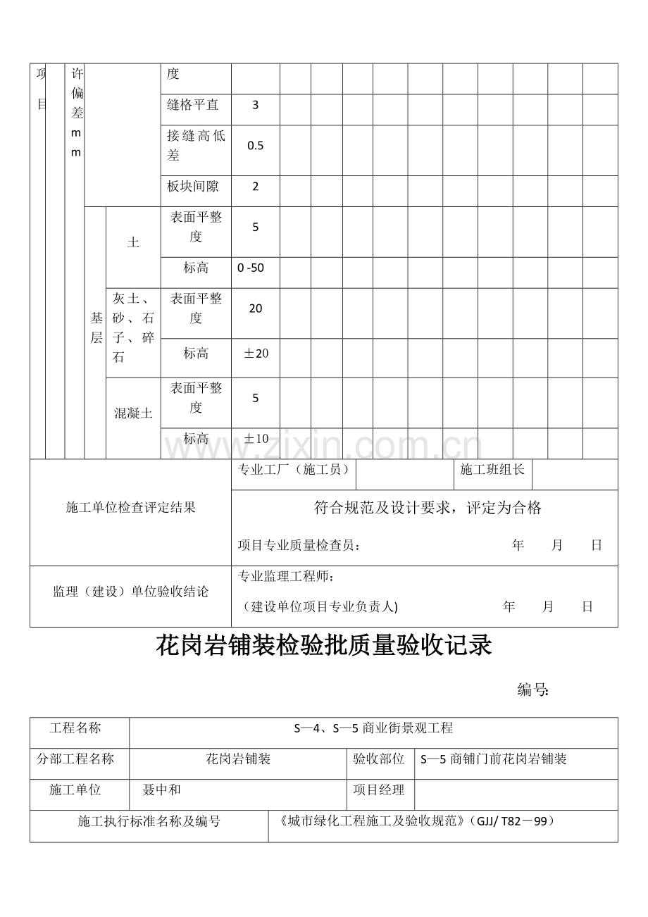 花岗岩铺装检验批质量验收记录.docx_第3页