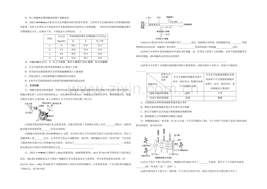 2021高考生物二轮复习练习：知能专练(四)-细胞系统的发展变化——细胞的生命历程.docx_第2页