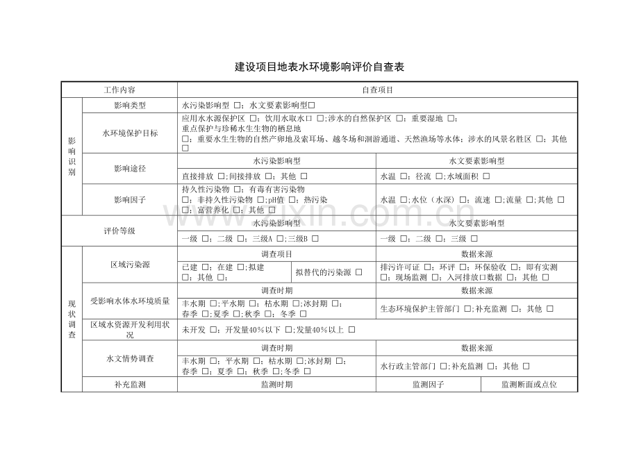 建设项目地表水环境影响评价自查表.doc_第1页