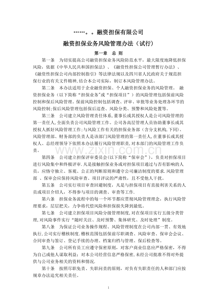 融资担保公司风控管理办法.doc_第1页