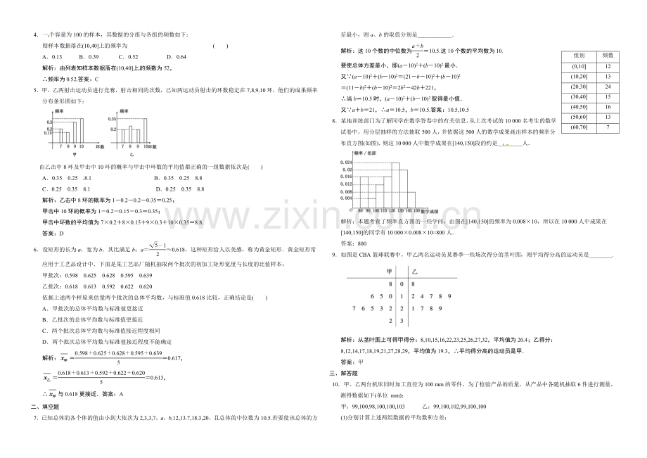 【全国百强校】东北师大附中高三数学第一轮复习导学案：用样本估计总体A.docx_第3页