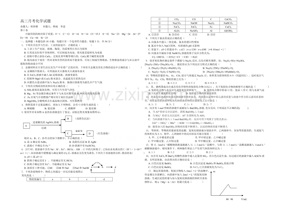 河南省洛阳八中2022届高三上学期第一次月考试题-化学-Word版缺答案.docx_第1页