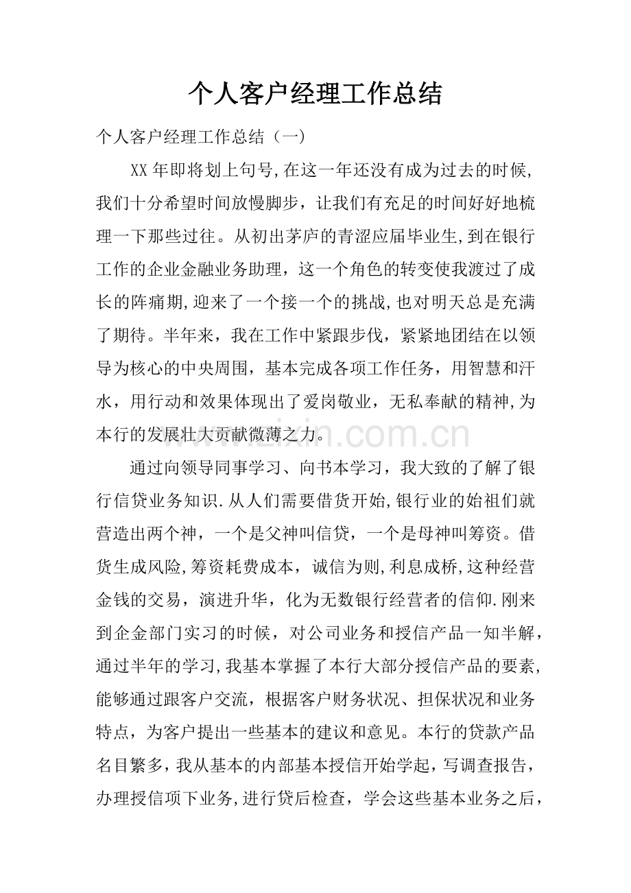 个人客户经理工作总结.docx_第1页