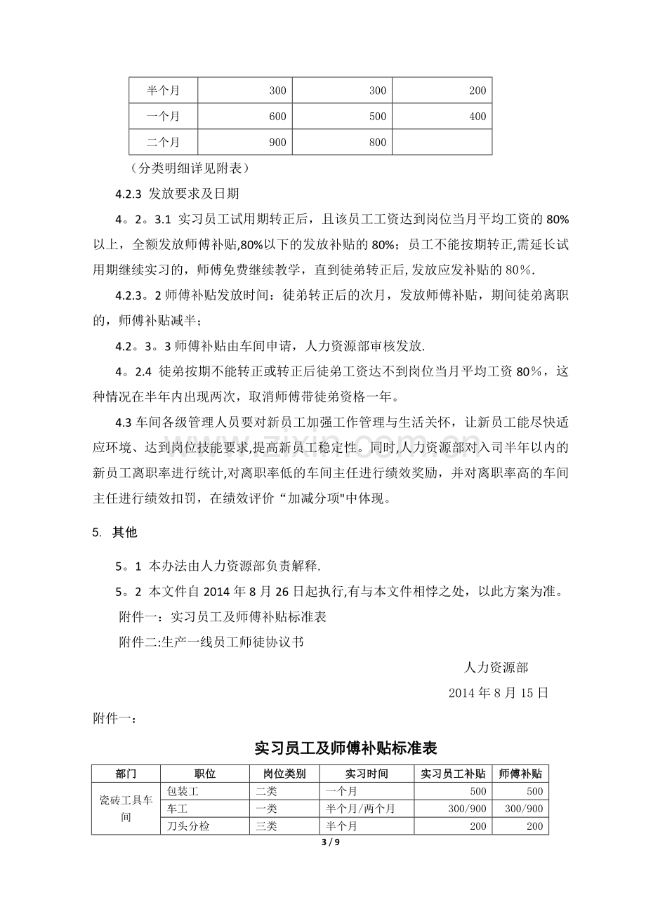 生产一线员工实习期工资管理办法.docx_第3页