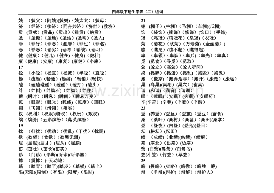 新课标人教版四年级语文下册生字表二组词.doc_第3页