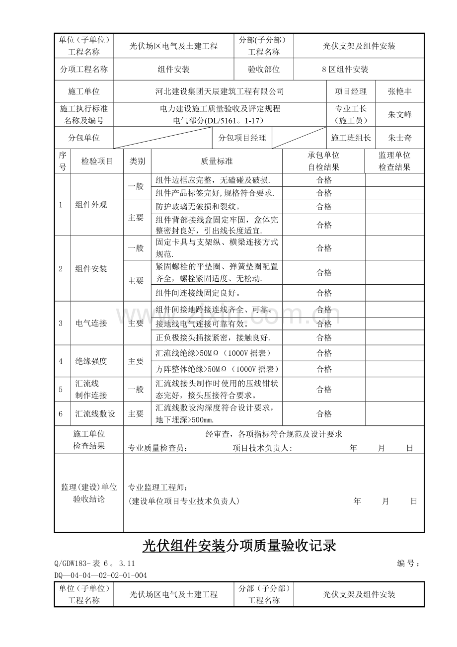 表6.3.11光伏组件安装分项质量验收记录.doc_第3页