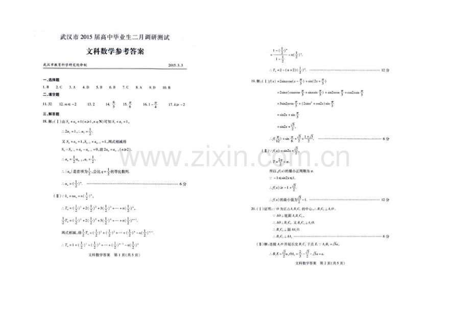 湖北省武汉市2021届高三下学期二月调研测试数学(文)试题-Word版含答案.docx_第3页