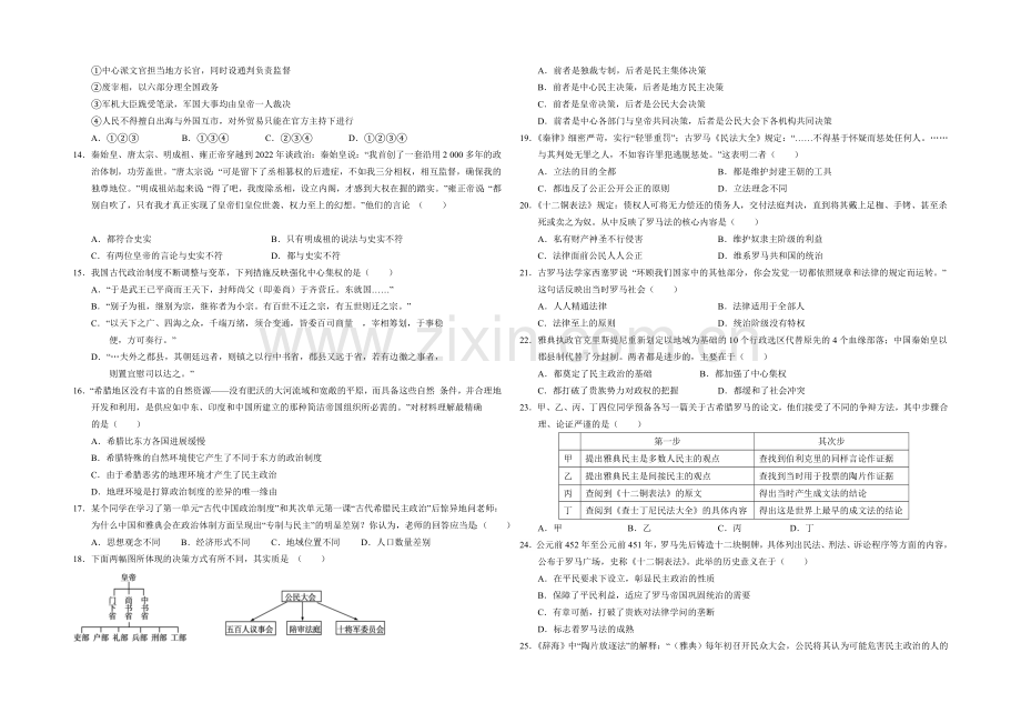 山东省菏泽市2020-2021学年高二下期中考试历史试题(A)word版含答案.docx_第2页