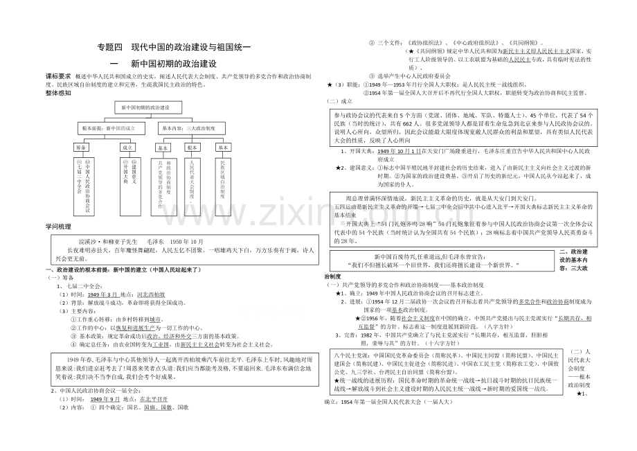 高中历史岳麓版必修一同步学案：第22课-新中国初期的政治建设.docx_第1页