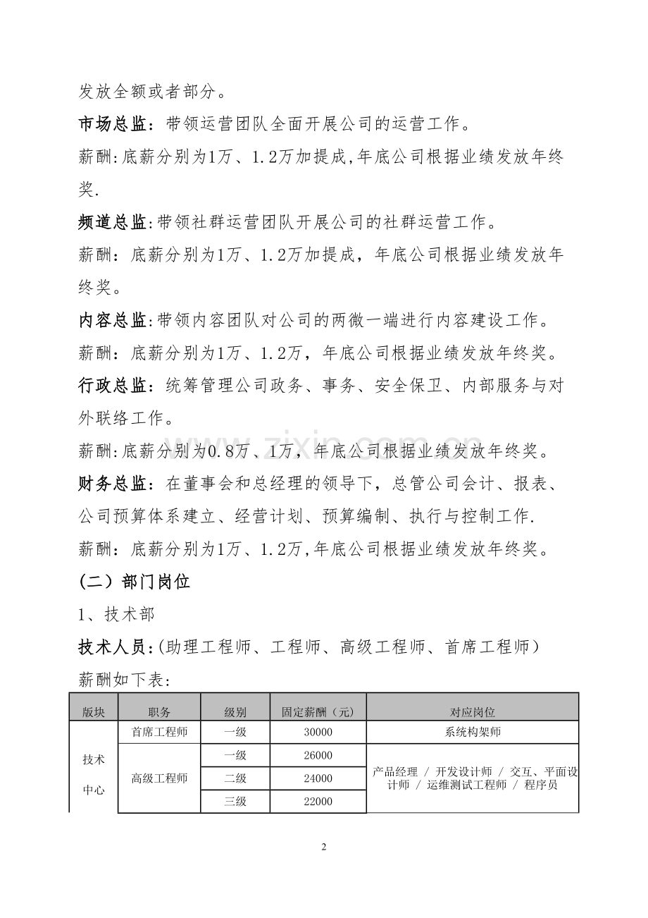 新媒体公司机构设置、薪酬方案及激励机制.docx_第2页