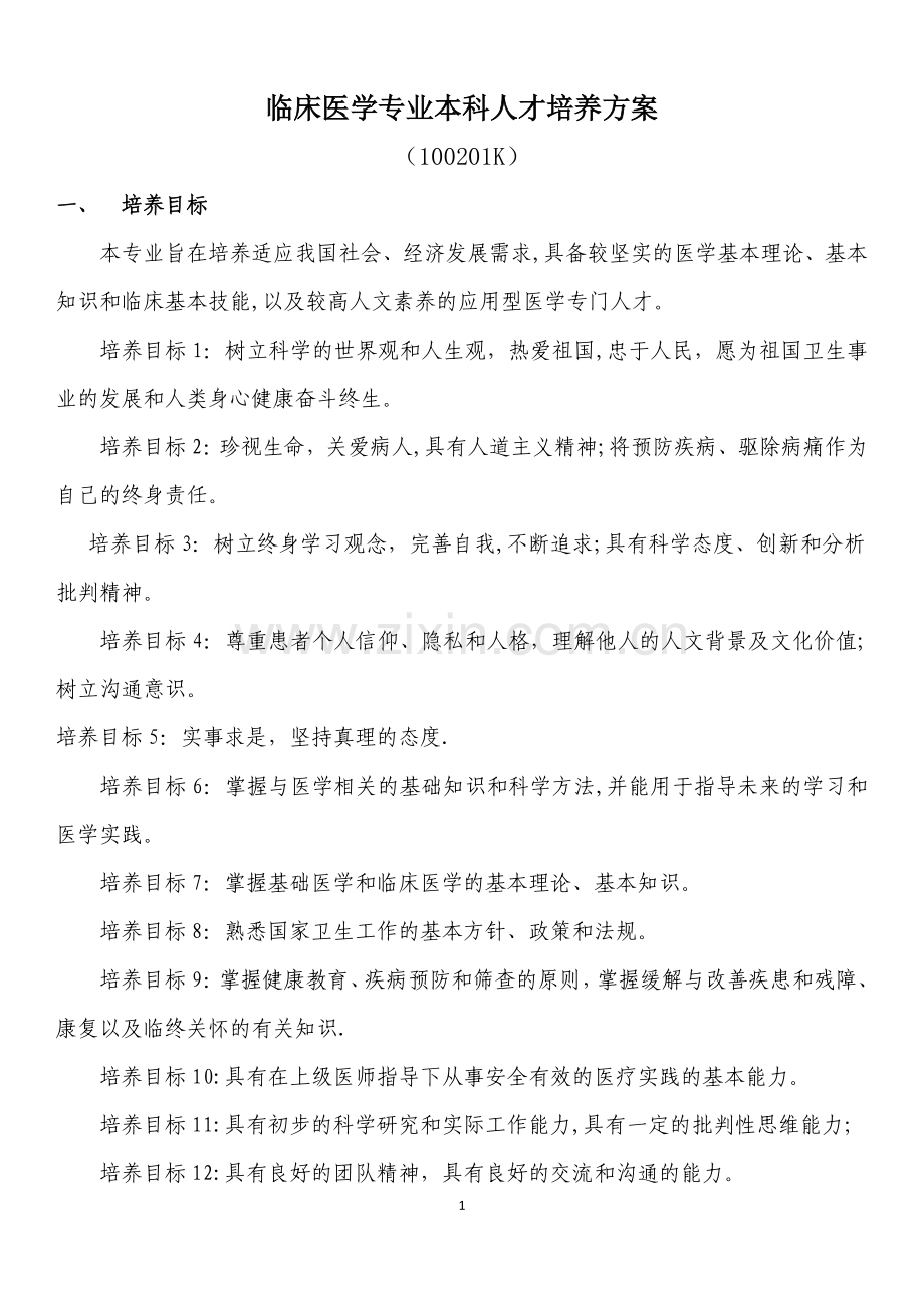 临床医学专业本科人才培养方案.doc_第1页