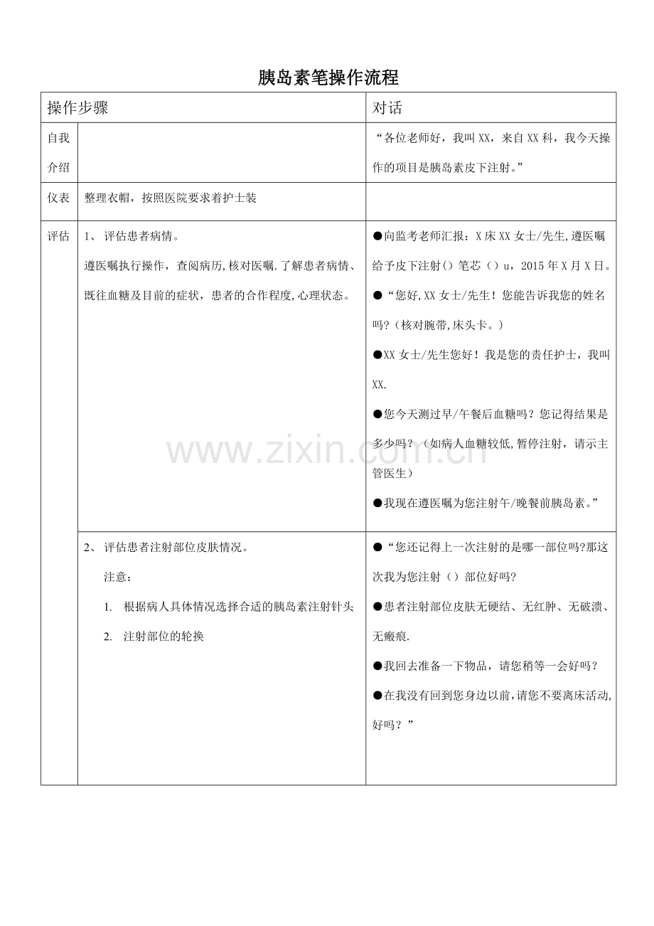 胰岛素笔注射操作考核评分标准.doc_第2页