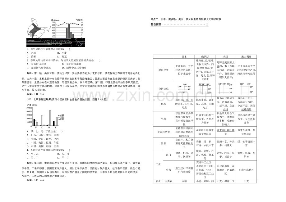 2022届(新课标)地理大一轮复习配套文档：第十七章-世界地理-第37讲-世界主要国家.docx_第2页