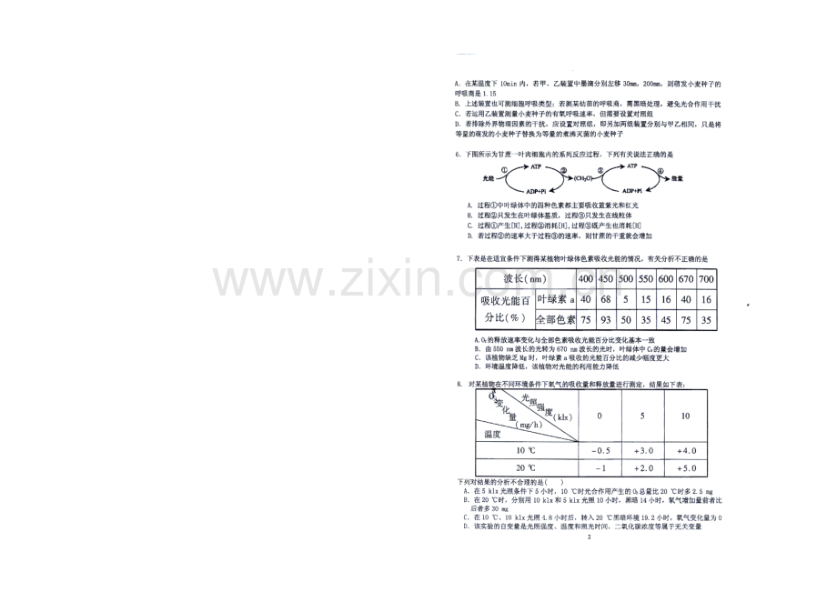 重庆市第一中学2021届高三下学期第四次周练生物试题(扫描版).docx_第2页