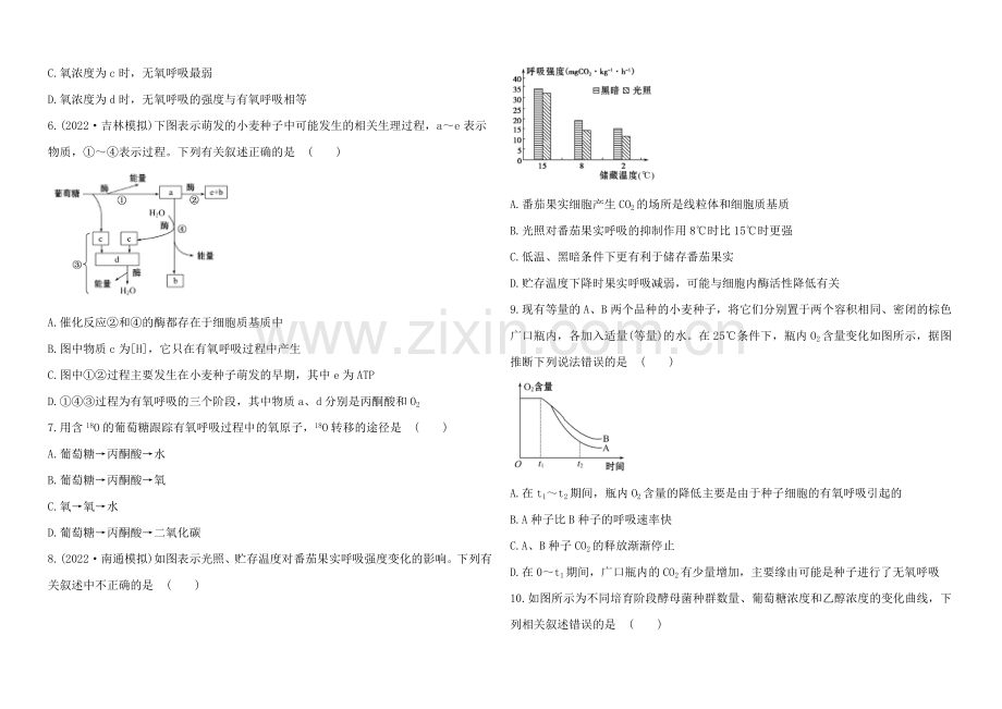 2021高考生物一轮课时作业10-必修1--5.3ATP的主要来源——细胞呼吸.docx_第2页