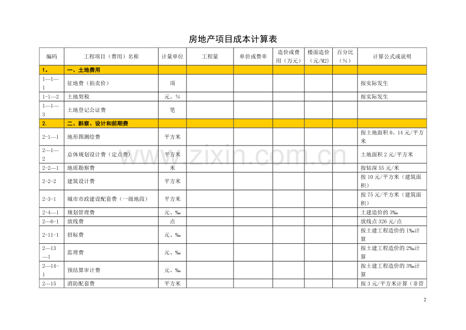 房地产项目总成本表.doc_第2页