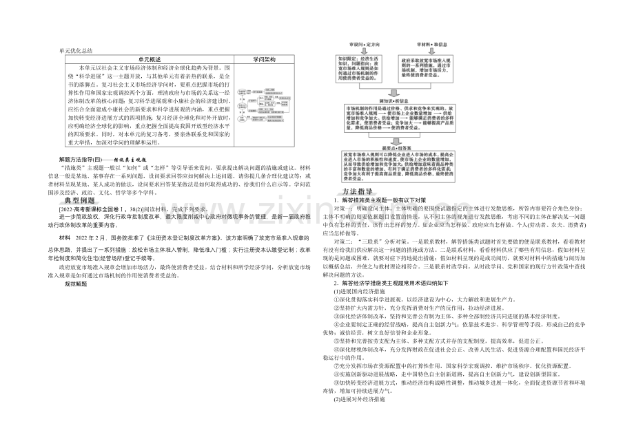 2022届高三政治大一轮复习-必修1第4单元单元优化总结-教学讲义-.docx_第1页