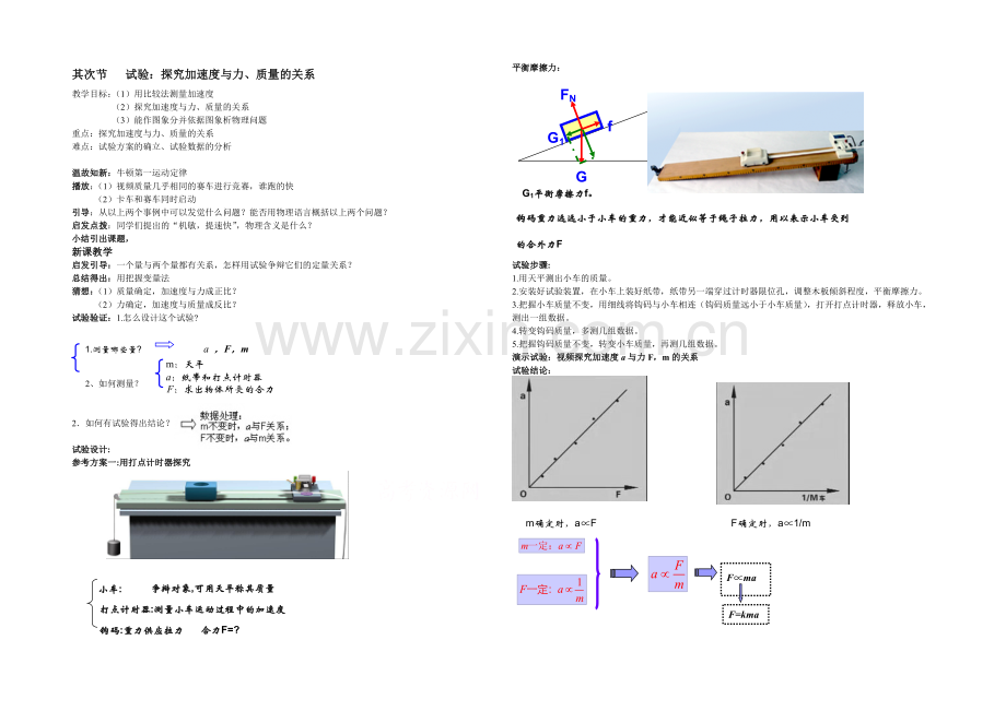 【人教版】高中物理实验教学资源-探究加速度与力-质量之间关系.docx_第1页