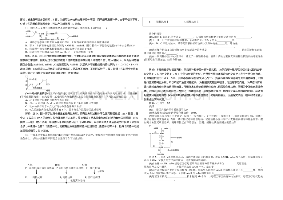 2021年高考生物(人教版)一轮复习强化练习：杂交育种与诱变育种-基因工程及其应用.docx_第3页