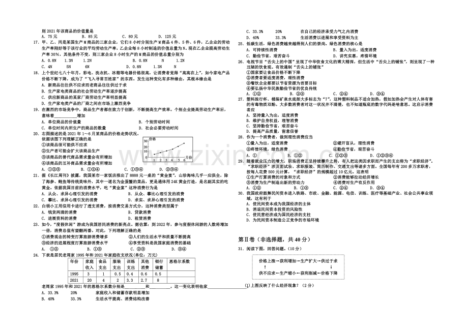 江西省九江一中2021-2022学年高一上学期期中试题-政治-Word版含答案.docx_第2页