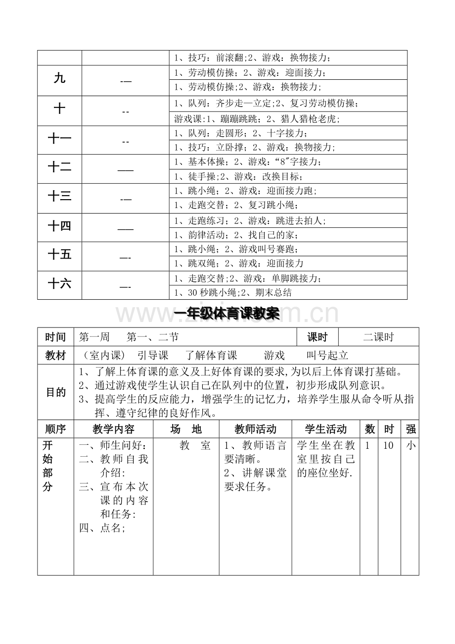 小学一年级体育全套的教案.doc_第3页