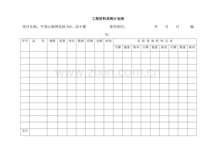 工程材料采购计划表.doc_第1页