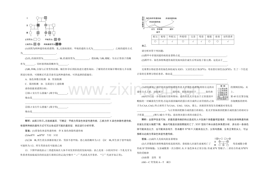 【全程设计】2021高考生物一轮复习训练：必修2--第11章--第3讲--人类遗传病.docx_第3页