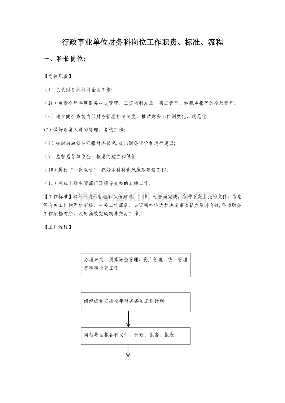 行政事业单位财务科岗位工作职责.doc_第1页