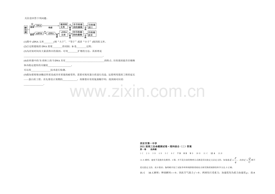 陕西省西安一中2021届高三下学期自主命题(二)生物-Word版含答案.docx_第3页