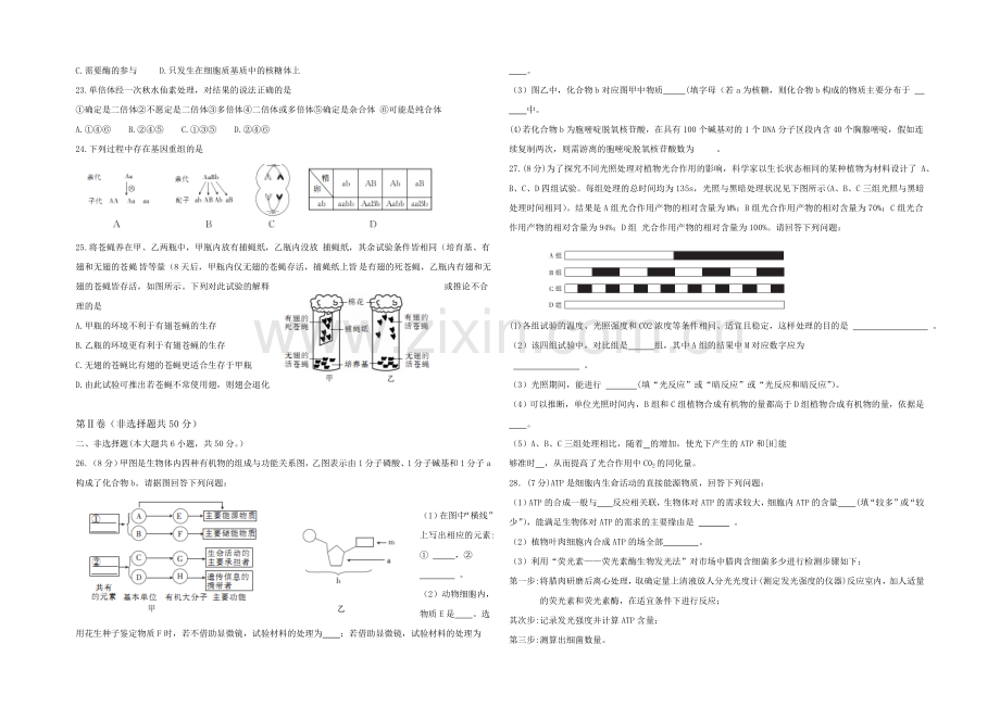 陕西省西安市第一中学2022届高三上学期11月月考生物试题-Word版含答案.docx_第3页